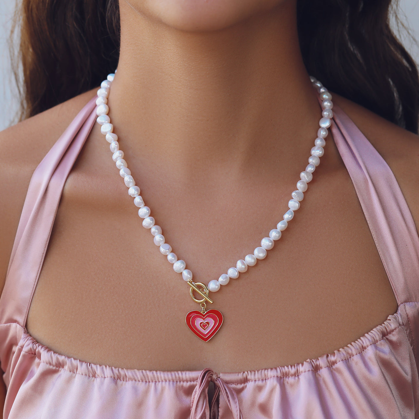 HEART PEARL NECKLACE SS