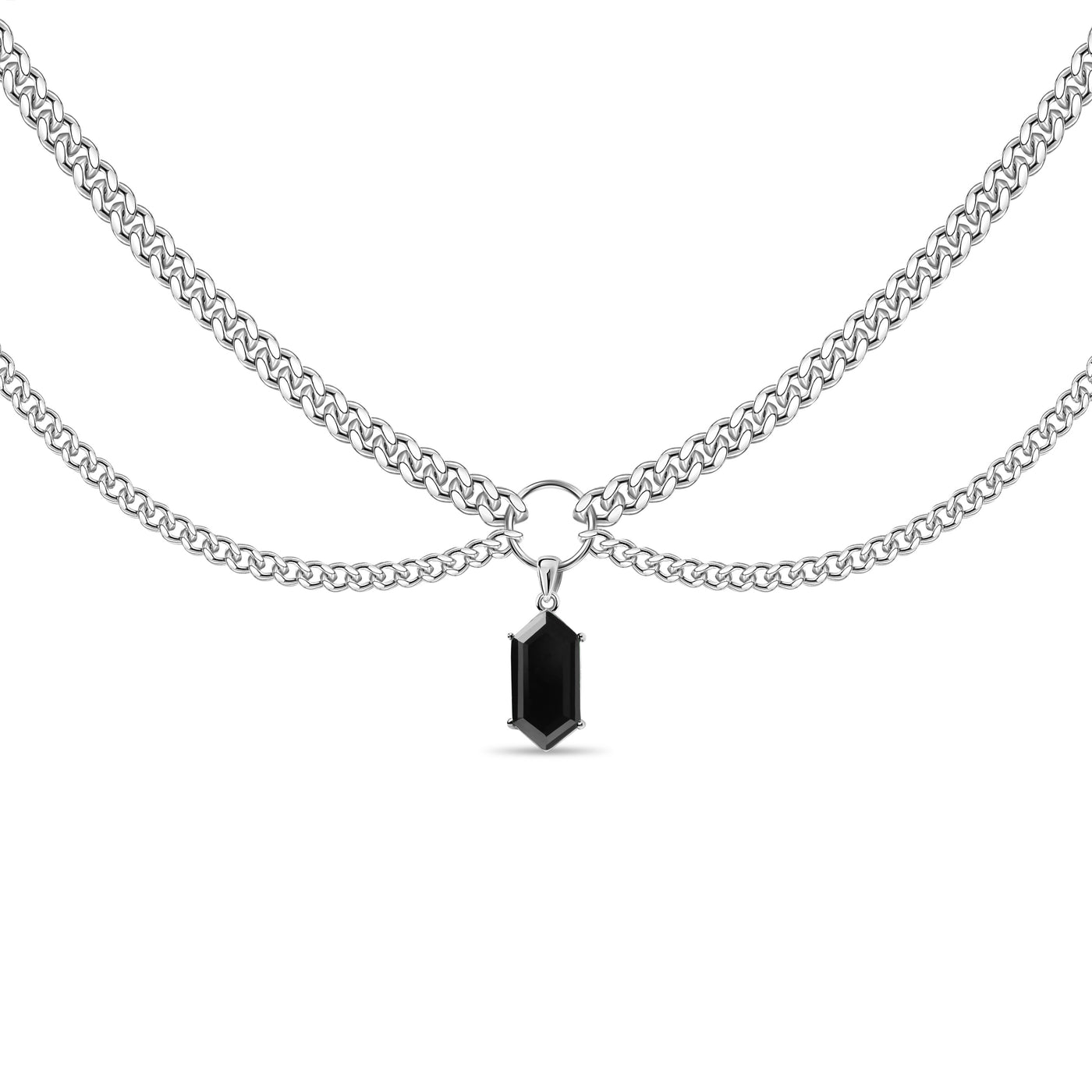 OBSIDIAN DOUBLE CHAIN CHOKER SS
