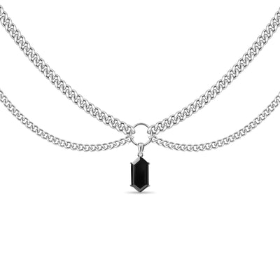 OBSIDIAN DOUBLE CHAIN CHOKER SS