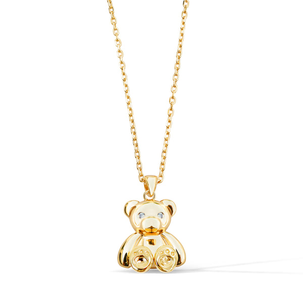 Gold Teddy Bear Pendant Necklaces For Women, Gold Bear Necklace With Pearl  Balloon, Tahitian Pearl Necklace Bear 18ct Gold