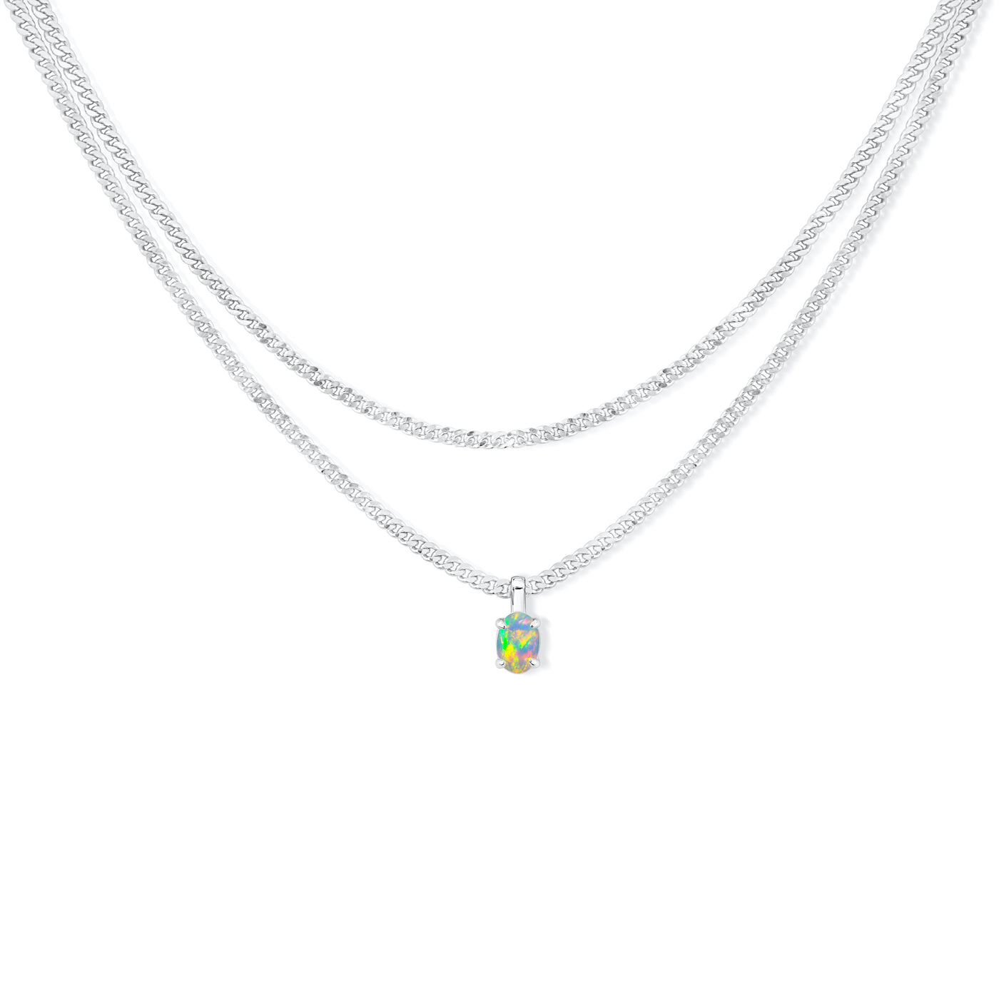 ETHIOPIAN OPAL NECKLACE SET SILVER SS