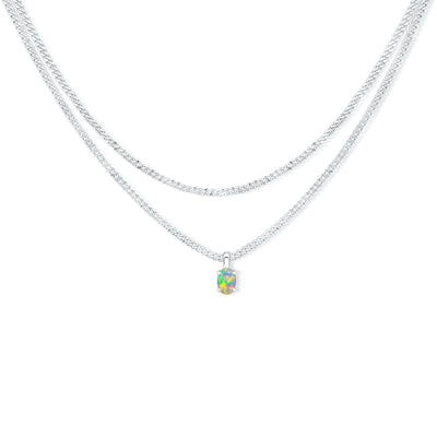 ETHIOPIAN OPAL NECKLACE SET SILVER SS