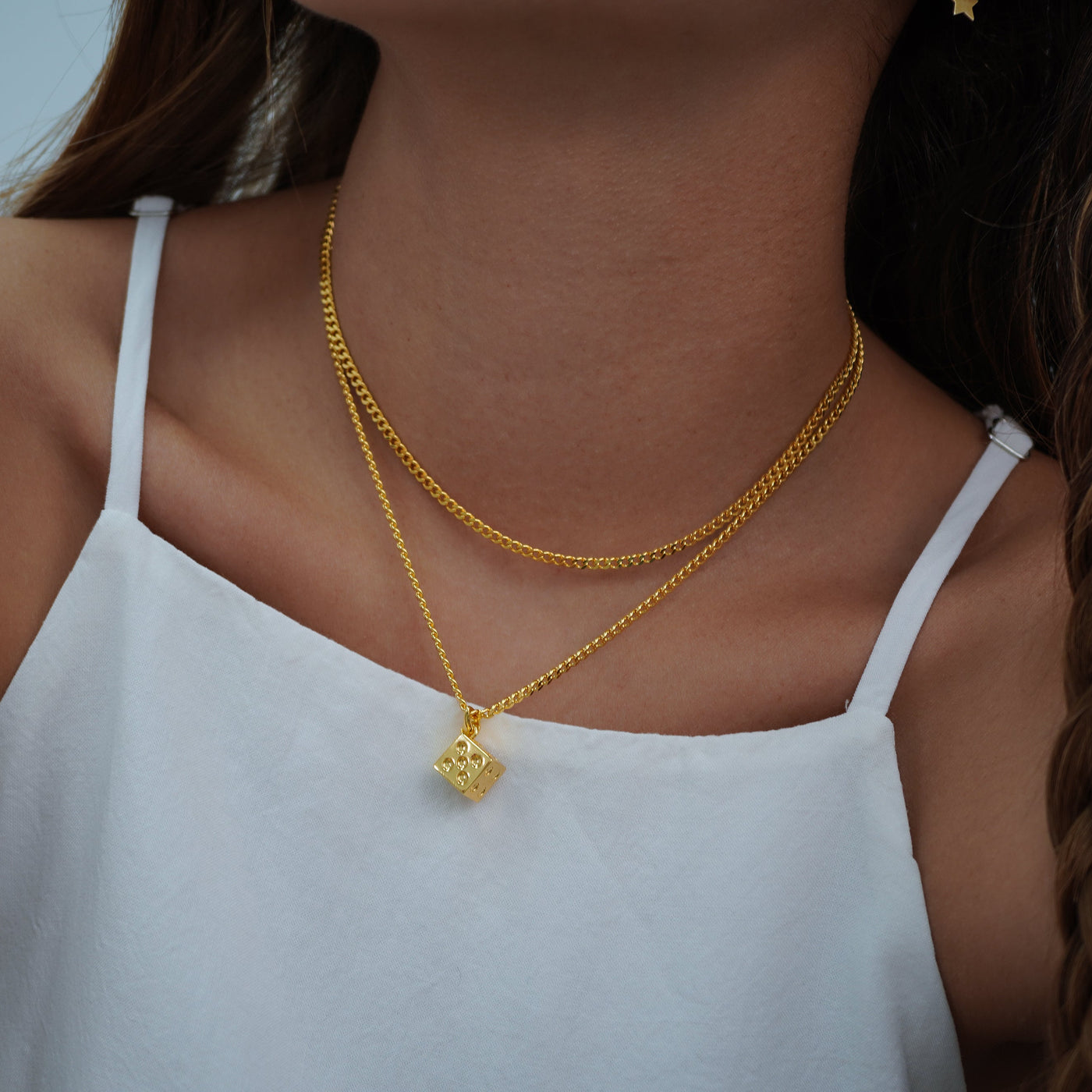 DICE DOUBLE STRANDED NECKLACE SS