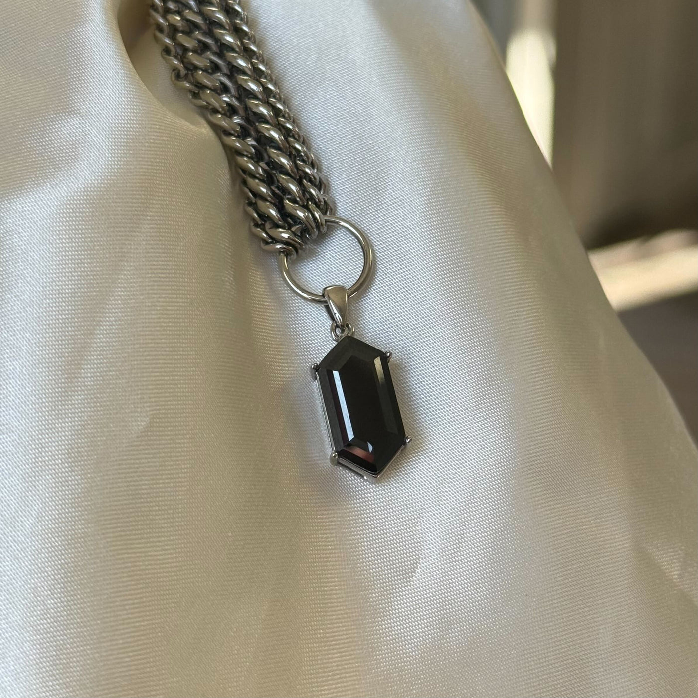 OBSIDIAN DOUBLE CHAIN CHOKER SS