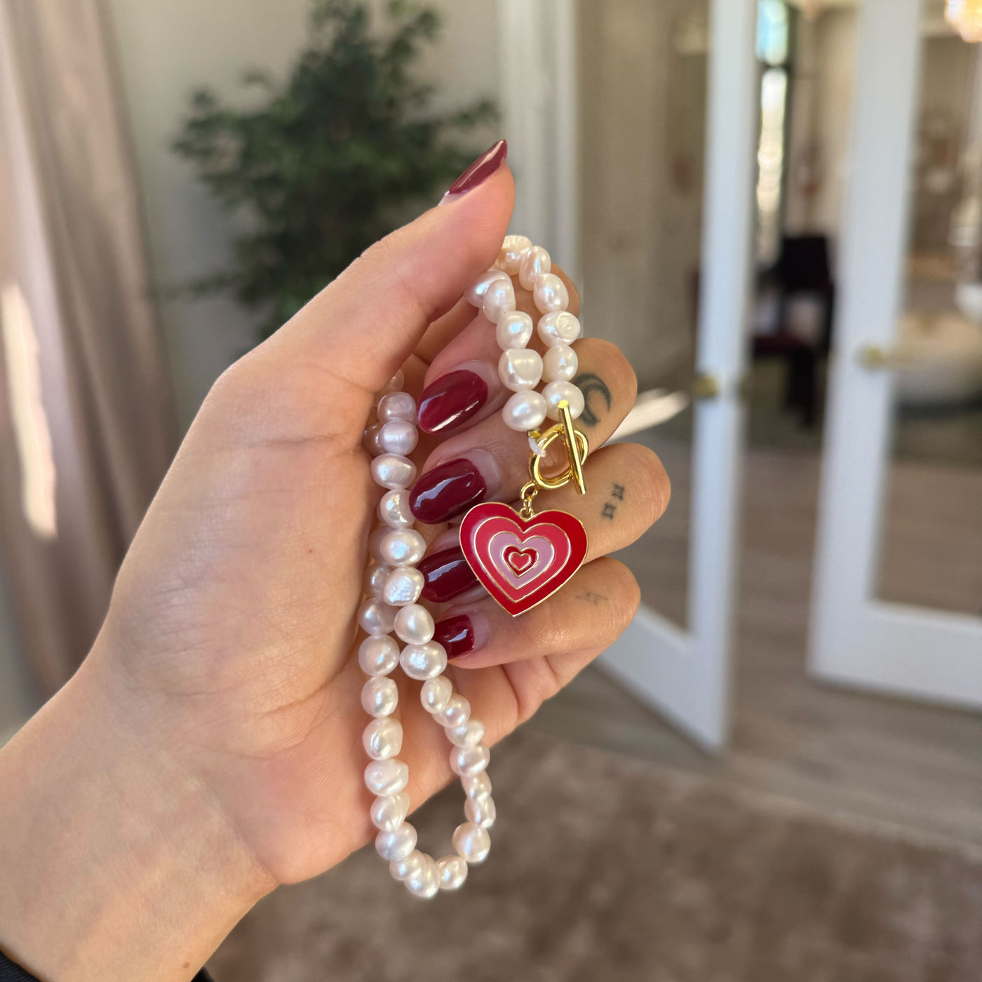 HEART PEARL NECKLACE SS