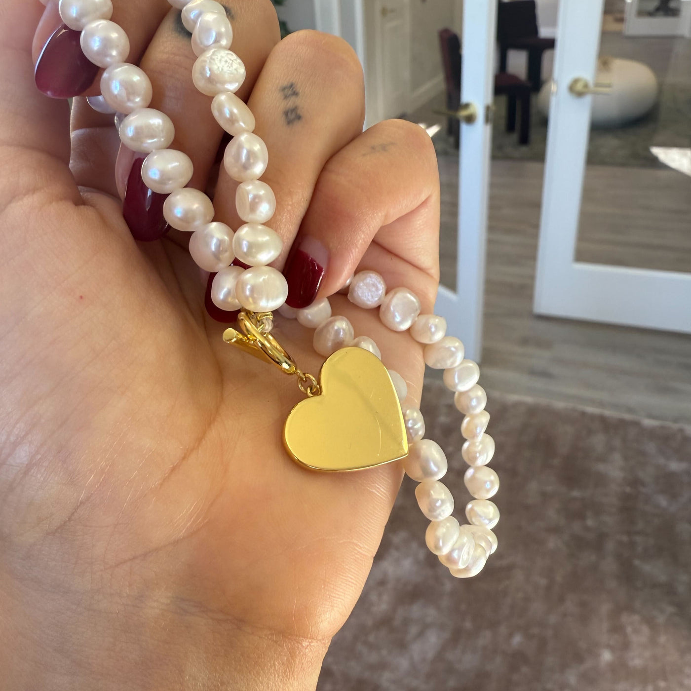 HEART PEARL NECKLACE SS