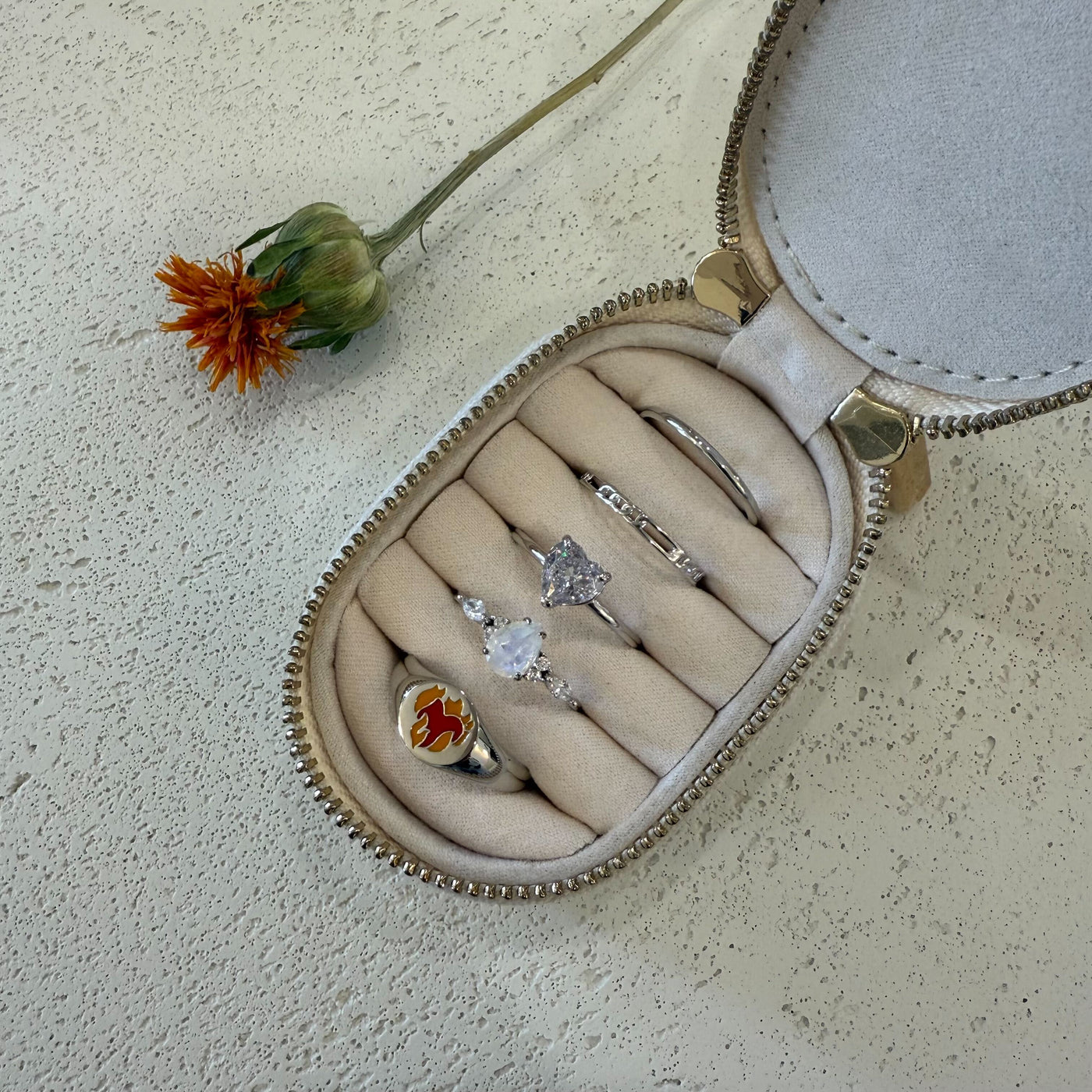 5 PACK RING SET SIZE 10 WITH CASE #1 SS