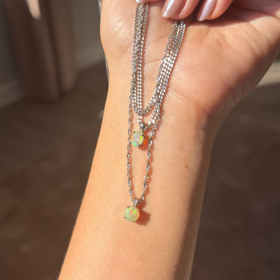 ETHIOPIAN OPAL NECKLACE SET SILVER SS