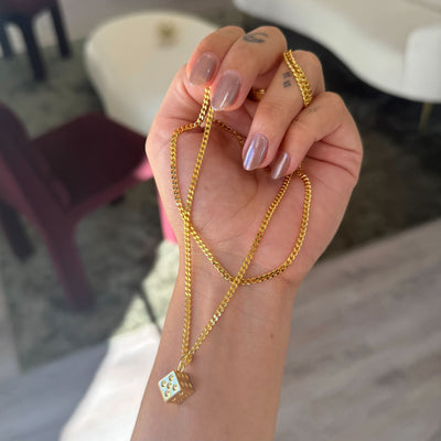 DICE DOUBLE STRANDED NECKLACE SS