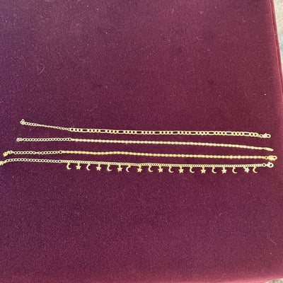 4 PACK GOLD ANKLETS SS