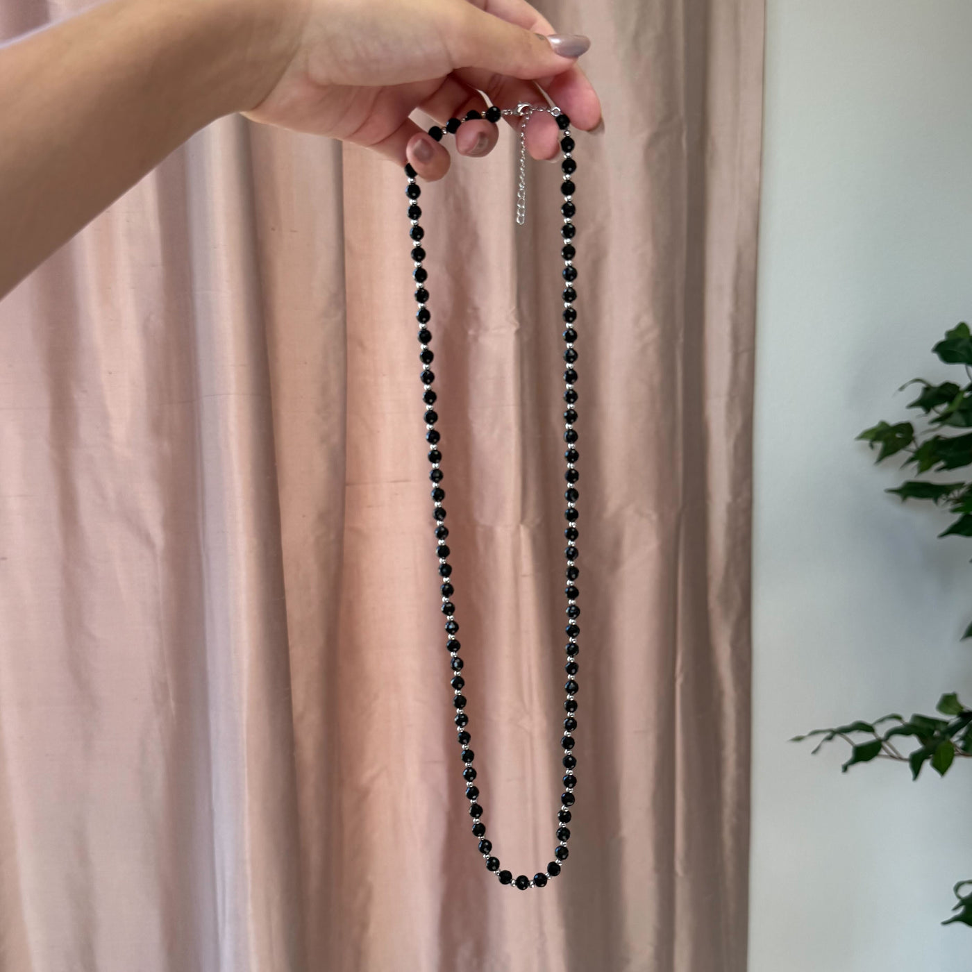 UNRELEASED SILVER BLACK BEAD NECKLACE SS