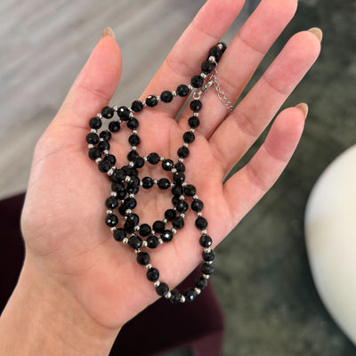 UNRELEASED SILVER BLACK BEAD NECKLACE SS