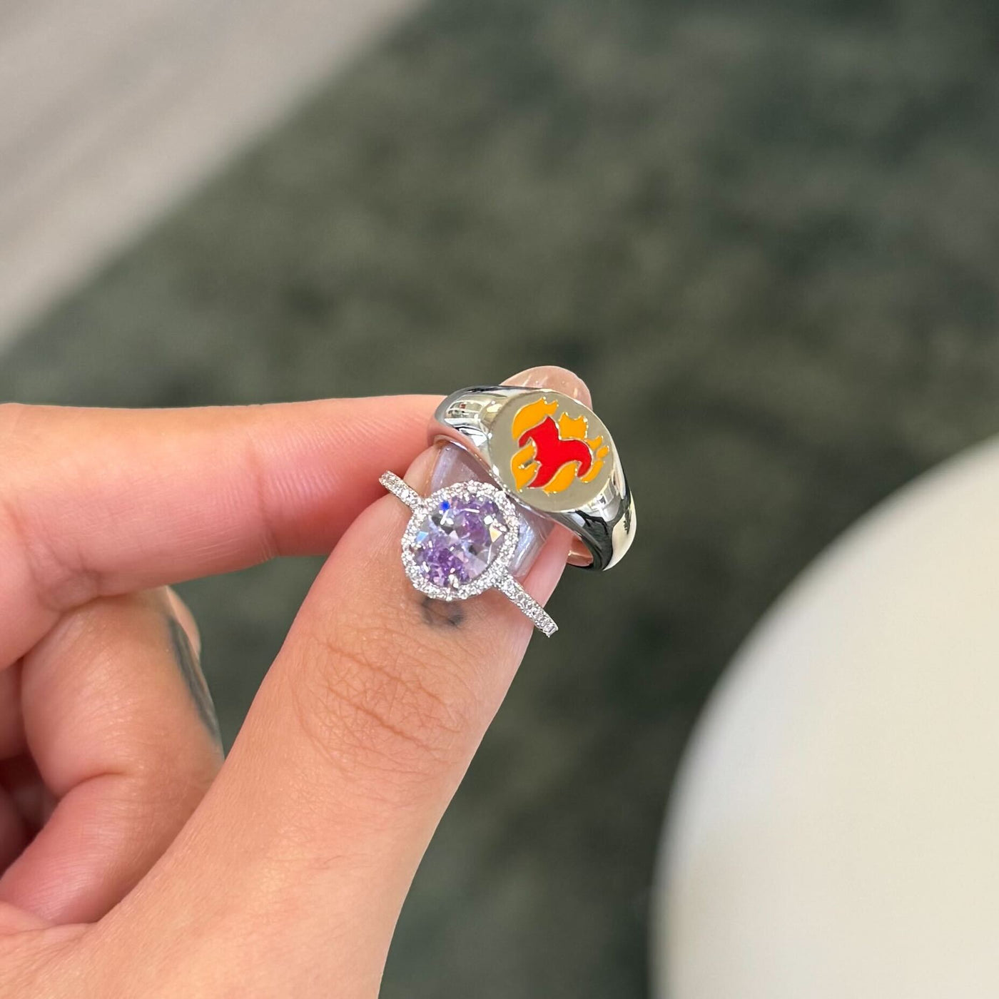 2 SIZE 5 SILVER RINGS SS