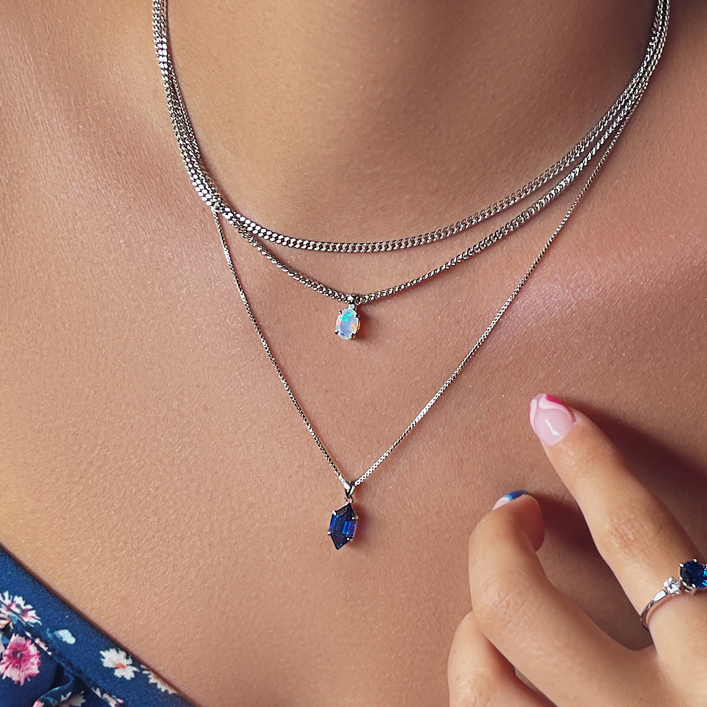 ETHIOPIAN OPAL NECKLACE SET SILVER SS