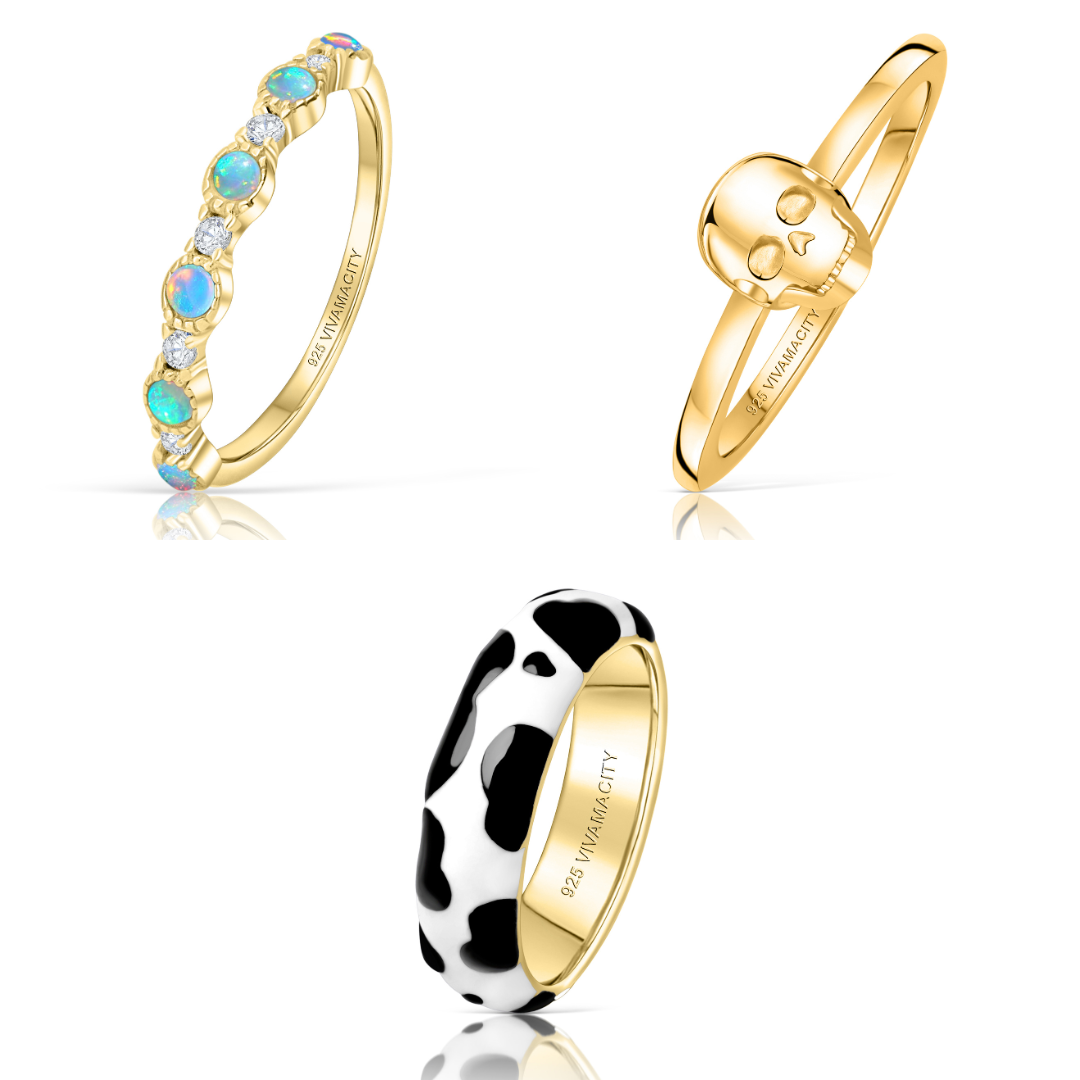 5 PACK RING SET SIZE 10 WITH CASE #2 SS