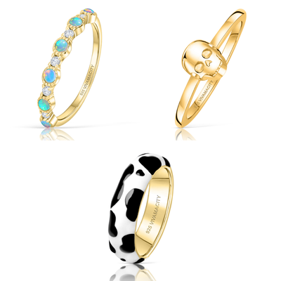 5 PACK RING SET SIZE 10 WITH CASE #2 SS