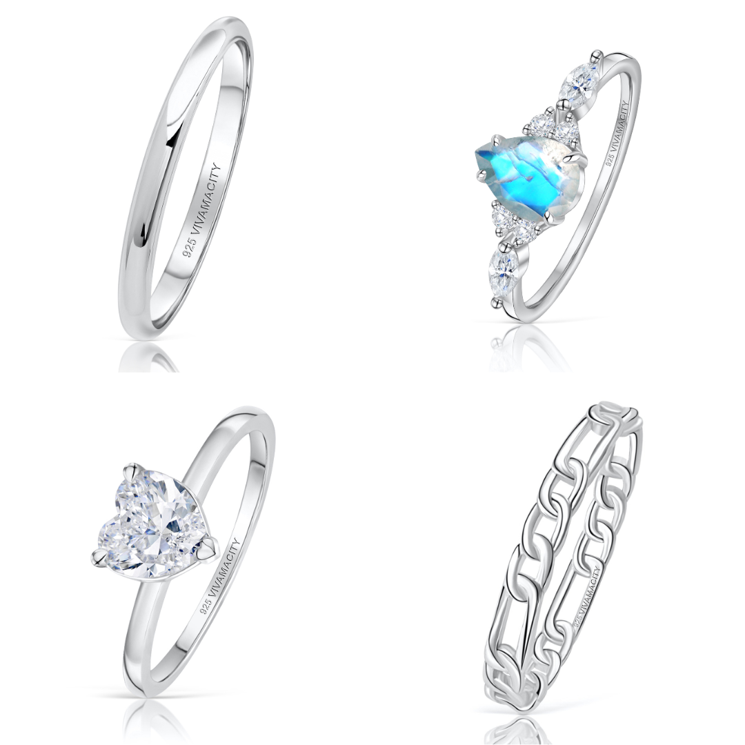 5 PACK RING SET SIZE 10 WITH CASE #1 SS