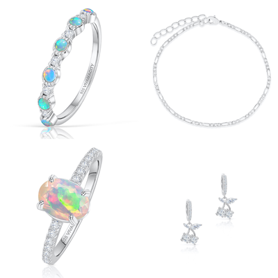 ETHIOPIAN OPAL SILVER JEWELRY PACK SIZE 7 SS