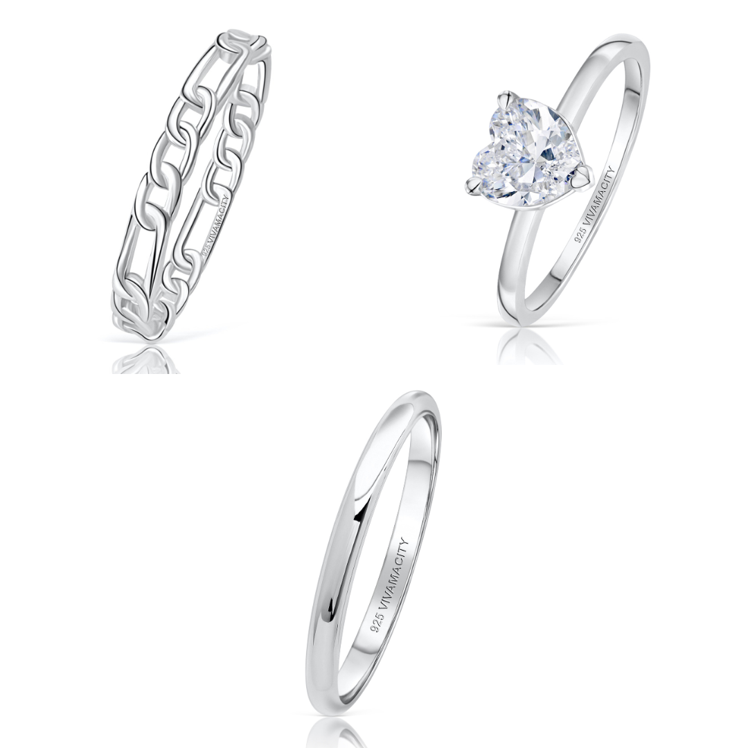 3 PACK SIZE 10 SILVER RINGS SS #1