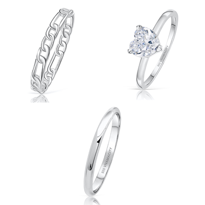 3 PACK SIZE 10 SILVER RINGS SS #1