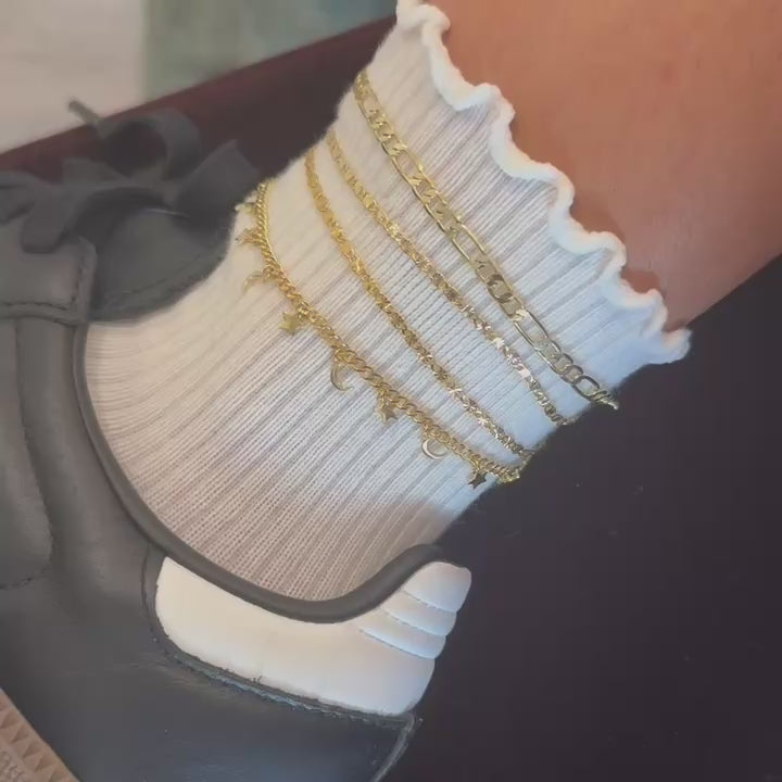 4 PACK GOLD ANKLETS SS