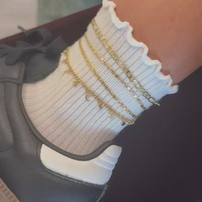 4 PACK GOLD ANKLETS SS