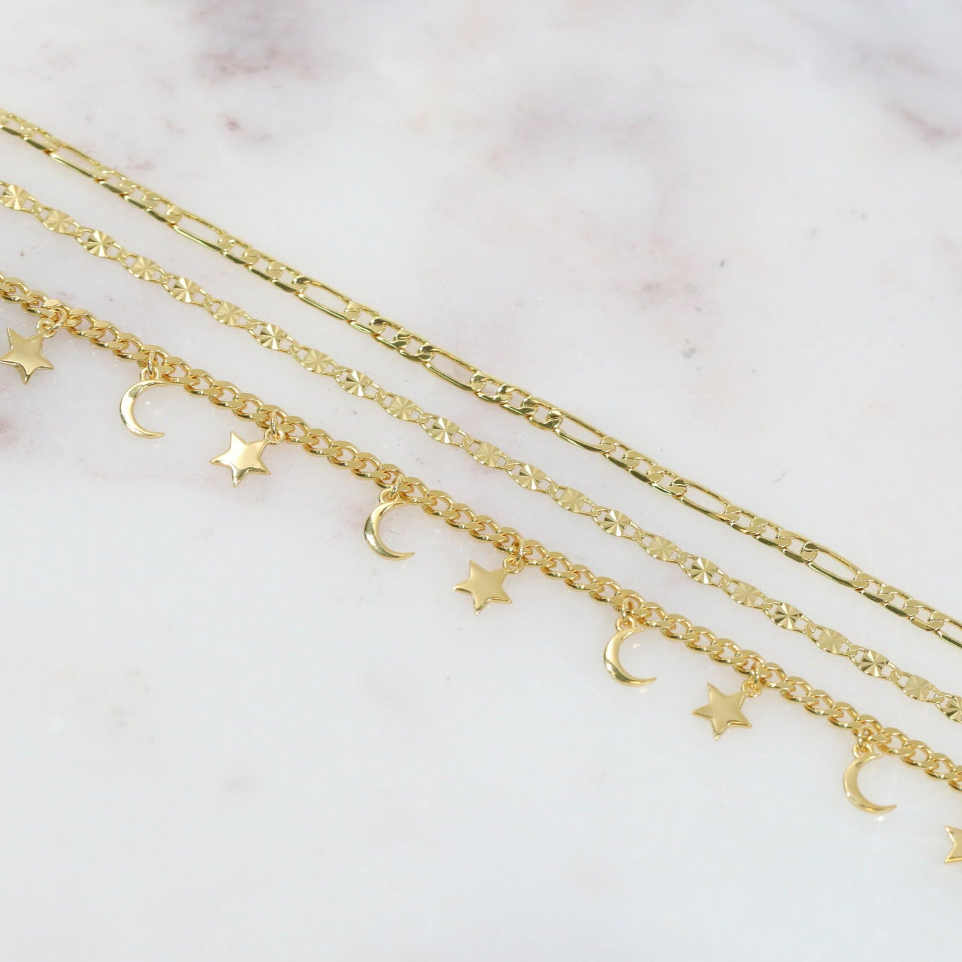 4 PACK GOLD ANKLETS SS