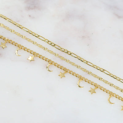 4 PACK GOLD ANKLETS SS
