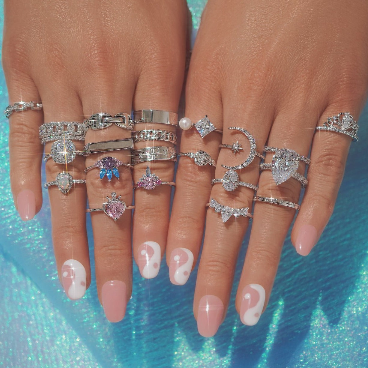 Diamond Chain Ring Vivamacity 925 Sterling Silver 8