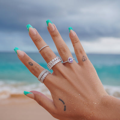 Anillo de diamantes de talla princesa Glam