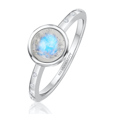 Anillo de piedra lunar arcoíris