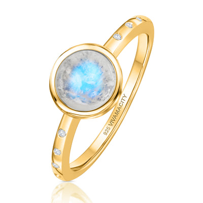 Anillo de piedra lunar arcoíris